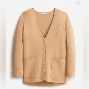 J. Crew Giselle V-Neck Sweater Blazer size Medium Heather Khaki Tan
